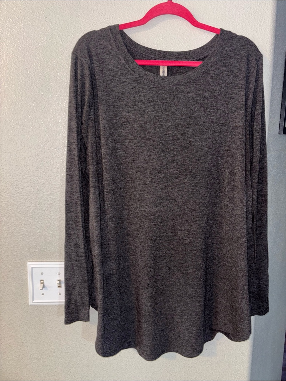 Zenana Premium Charcoal Gray Heathered Long Sleeve Tunic Top 3X